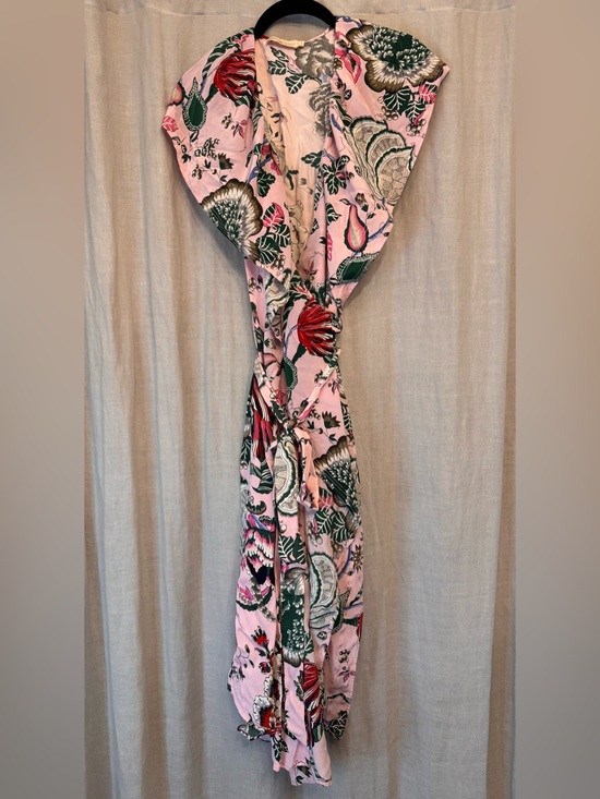 Tory Burch Dresses & Skirts - Tory Burch Pink Floral Silk Ruffle Wrap Dress Sz 6 Like New